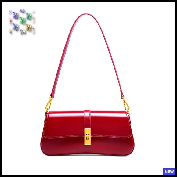Handbags - Genuine Leather Satchel Shoulder Bag Convertible Crossbody Purse Minimal Chic